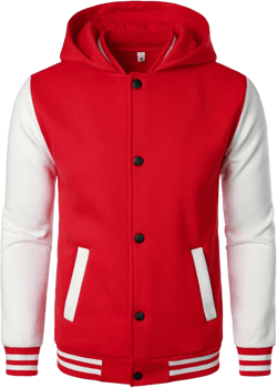 HOOD CREW Mens Casual Sports Varsity Jacket Fashion Hooded Letterman Jackets Medium Red
