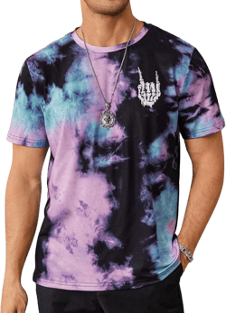 Hardaddy Men's Casual Tie Dye T-Shirts Short Sleeve Round Neck Graphic Tee Rock Band Tee Shirts XX-Large Purple