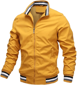 Pegsmio Men's Autumn Spring Striped Coat Windbreaker Casual Summer Bomber Jackets Large Yellow