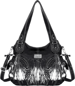 Purses and Handbags Women Fashion Tote Bag Shoulder Bags Top Handle Satchel Purses Washed Synthetic Leather Handbag 13.8*4.7*11.8 inches 2-tie-dyed Black