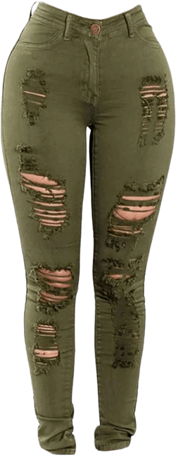 Women's Stretchy Ripped Hole Skinny Jeans Distressed High Rise Slim Fit Denim Pants Trouser Butt Lifting Distressed Pant (X-Large,Army Green)