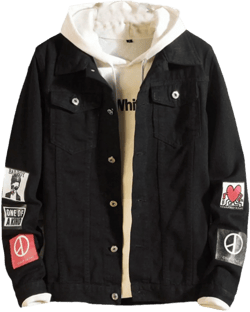 Men's Denim Jacket Button Down Western Trucker Jean Jackets Printed Classic Regular Fit Jeans Coat with Pockets