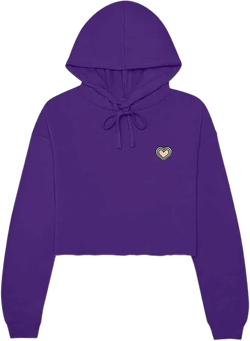 DALIX Heart (Glow in the Dark) Embroidered Fleece Cropped Hoodie Cold Fall Winter Women XX-Large Team Purple