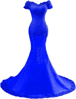 XYAYE Women's Lace Mermaid Wedding Dresses for Bride Sequins Bridal Dresses Off The Shoulder Bridal Gowns with Sweep Train 4 Royal Blue