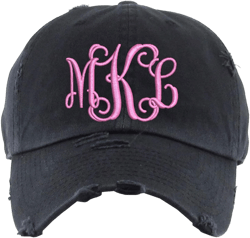 Monogram Hat | Distressed Baseball Cap or Ponytail Hat | Women's Monogrammed Hat