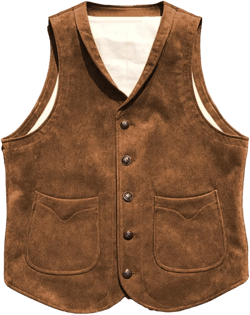 Men's Suede Leather Vest Cowhide Waistcoat Man Western Cowboy Vests with Pockets Medium Brown