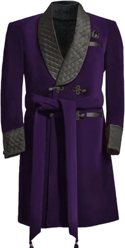 HZUOU Men's Smoking Jacket Velvet Long Cigar Robe Quilted Shawl Lapel Wedding Dinner Prom Blazer HZH11 46 Purple