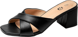 Rekayla Heeled Sandals Women Comfortable, Square Toe Sandals Comfy Mule Shoes Chunky Block Heels Women's Sandals Slip On Minimalist Heels Comfortable Mule for Long Walk Casual Shoes Summer Dressy 11 Black