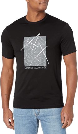 Armani Exchange Men's Regular Fit Crew Neck Cotton Jersey Metallic Ax Logo Graphic Tee Small Black