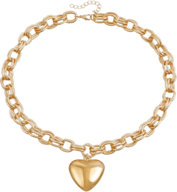 Gold Chunky Heart Necklace for Women Large Heart Pendant Necklace Punk Thick Chain Choker Necklace Statement Jewelry Gifts Gold StyleB