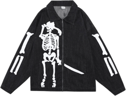 Men Denim Jacket Embroidered Denim Jacket Men's Loose Jacket Coat