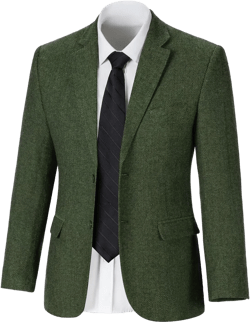 Mens Herringbone Tweed Blazer Vintage Wool Blend Sport Coat Jacket 2 Button Casual Wedding Groomsmen Prom Suit 3X-Large Dark Green