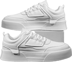 Men's White Casual Sport Sneakers, Comfortable And Breathable