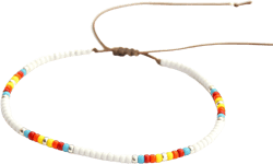 Beaded Bracelet for Women Teens and Girls, Boho Native American Style Adjustable String Thin White Colorful Beads Bracelets, Bohemian Hippie Indian, Handmade Jewelry By Tribes (Colorful white)