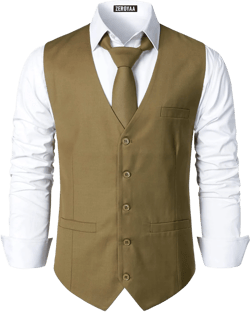 ZEROYAA Men's Hipster Urban Design 3 Pockets Business Formal Dress Vest for Suit Tuxedo Zlsv16-khaki Green Small