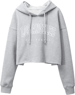 ORANDESIGNE Woman Letter Graphic Print Cropped Hoodie Long Sleeve Crop Fleece Casual Workout Loose Pullover Sweatshirt Tops Small C Los Angeles Grey