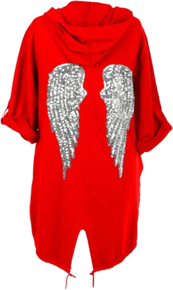 Janisramone® Womens Oversized Hoodie With Sequin Angel Wings at Back, Pull On Sequin Angel Wing Top, Baggy Cardigans for Women