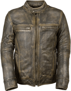 SpazeUp Men's Vintage Biker Leather Jacket - Distressed Brown Motorcycle Jacket with Triple Stitch Design XX-Small Distressed Brown Leather Jacket