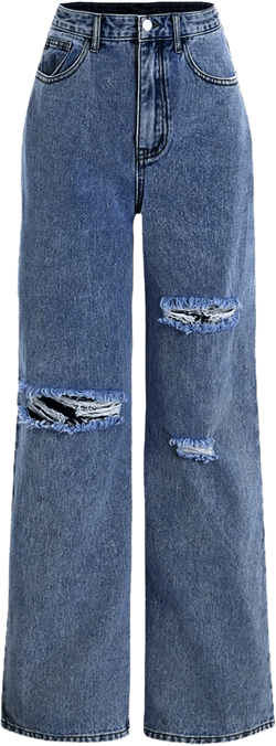 Women Wide Leg Jeans Baggy Ripped Boyfriends Jeans Loose High Waist Denim Pants Distressed Trendy Y2k Pants with Pocket Medium A05_dark Blue
