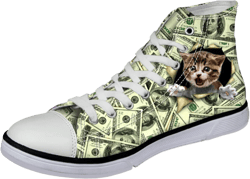 Micoklinlin Canvas Shoes for Women Teens High Top Canvas Sneakers Cute Animal Print Lightweight Girls Casual Walking Shoes 11.5 Brown Cat