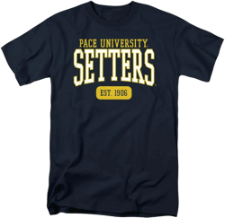 LOGOVISION Official Collegiate Distressed Est. Date Short Sleeve Unisex for Men & Women Cotton T Shirt Collection 3 Small Pace University