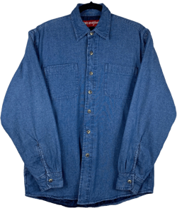 Wrangler Blue Long Sleeve Lightly Insulated Button Denim Shirt Size S
