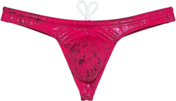 OROCOJUCO Mens Metallic Shiny Thong Swimsuit Bulge Pouch Bikini Swimwear Adjustable Board Surf Short Trunks Swim Tangas Medium Light Wine Red