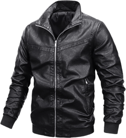 Maiyifu-GJ Men's Faux Leather Motorcycle Jacket Vintage Stand Collar Moto Jacket PU Lightweight Slim Fit Zip Up Biker Coat X-Large Black