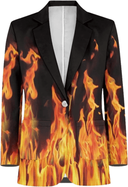 Mens Long Sleeve Blazer Suit Jacket Sports Coat Casual Business Dress Suit One Buttons with Pocket S-5XL Red Fire Flame Large