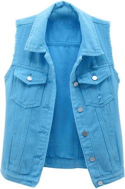Women's Casual Lapel Denim Vest Jacket Button Down Washed Cropped Coats Slim Fit Frayed Ripped Jean Waistcoat Tops X-Large 2-sky Blue