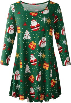 LARACE 3/4 Sleeve Shirts for Women Plus Size Tunic Dressy Top Loose Fit Flare T-Shirt Flower45_christmas 6X