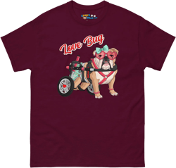 "Love Bug" Female English Bulldog in Donut Skirt Men's Classic Tee | Fawn & White Colored