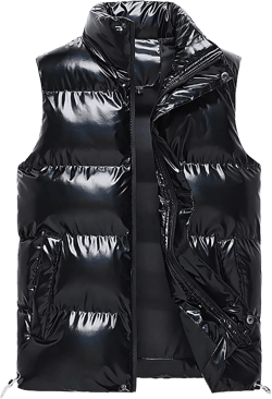 WENKOMG1 Men's Winter Down Vest, Autumn Warm Cotton Coat Solid Colour Zip Up Jacket Sleeveless Soft Lightweight Outerwear Medium E-black