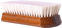 Valentino Garemi Luxury Shining Brush - Polishing Cleaning Buffing Dusting Natural Goat Hair Real Hard Wood Handle for Leather or Fabrics Shoes, Boots, Crafts, Cloths, Furniture – Brown Stained