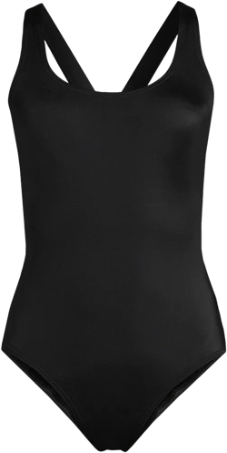 Lands' End Women's DD-Cup Tugless X-Back One Piece Swimsuit - 8 - Black