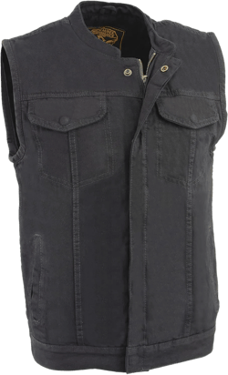 Milwaukee Leather Men's Denim Club Style Vest MDM3000 w/Zipper & Snap Front Closure Small Black