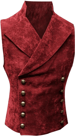 ZHUER Men's Faux Suede Vest Slim Fit Double Breasted Suit Vest Retro Gothic Steampunk Waistcoat Western Cowboy Vest Jacket