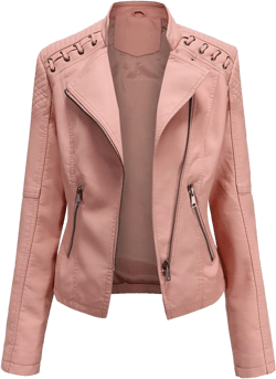 WSLCN Womens Faux Leather Zip Up Motorcycle Biker Jacket Slim Fit Short Coat at Amazon Women's Coats Shop