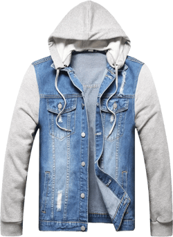 LZLER Hoodie Jean Jacket for Men,Casual Slim Fit Men's Denim Jacket with Hood Large Light Blue
