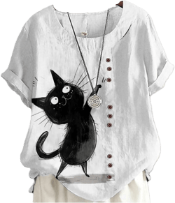 Japanese Print Women Summer Shirts Flower Bird Graphic Plus Size Tunic Tops Crewneck Short Sleeve Blouses Dance X-Large