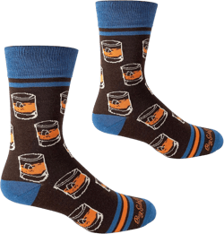 Bourbon Whiskey Rocks Glasses & Men's Socks | Funny Novelty Fashion Dress Socks | Unique Gifts for Whiskey Lovers
