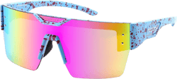 FEISEDY Sunglasses Men Women, Big Oversized Square Frame,UV400 Mirrored Sun Glasses, Cycling Driving Fishing Hiking B0064 Sprayed Rose Dot Blue Frame Purple Pink Mirror Lenses 65 Millimeters