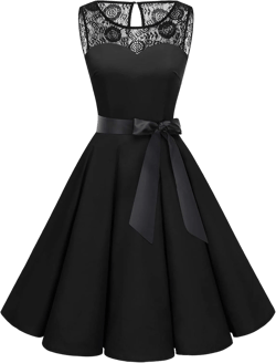 Bbonlinedress Women's 1950s Vintage Rockabilly Swing Dress Lace Cocktail Prom Party Wedding Guest Dress X-Large Aa-black