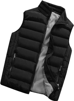 Mens Puffer Vest Lightweight Warm Winter Outerwear Zipper Windproof Outdoor Sleeveless Jacket with Pockets Small Black