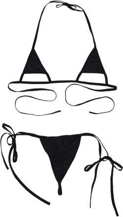Women's Halter Triangle Bikini Tie Side Bottom Two Piece Swimsuit One Size D-black