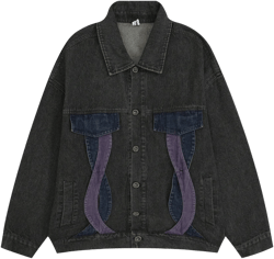 Men Denim Jacket Design Color Block Denim Jacket Men's Spring and Autumn Loose Wash Denim Jacket