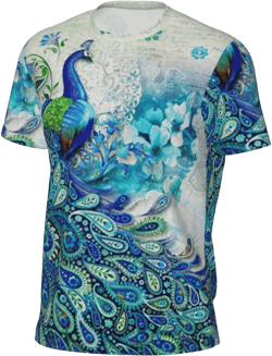 Blue Men's Short Sleeve Mesh Crew Neck T Shirt Athletic Running Gym Tee XX-Large Peacocks and Flowers