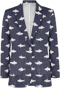 Blazer for Men Oversized Blazer Jackets with Pockets Sports Coats for Men One Button Lightweight Blazer Jacket Medium Shark Pattern
