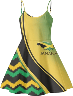 Coloranimal Women's Summer Sleeveless Casual Swing Dresses with Loose Fit Beach Sundress Jamaican Flag Design 4X-Large