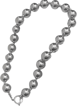 Adjustable Beaded Necklace Handmade Alloy Beads Clavicle Chain for Women Various Occasions Fashion Decorations, 42.5cm, Silver